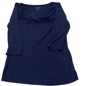 Workshop size medium super cute 3/4 sleeve draped gathered neckline knit top GUC
